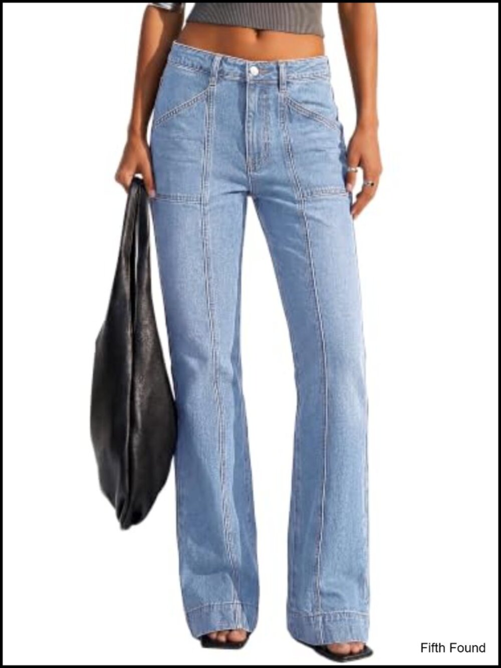 Straight Leg High Rise Jeans for Women Stretchy Vintage Wash Denim